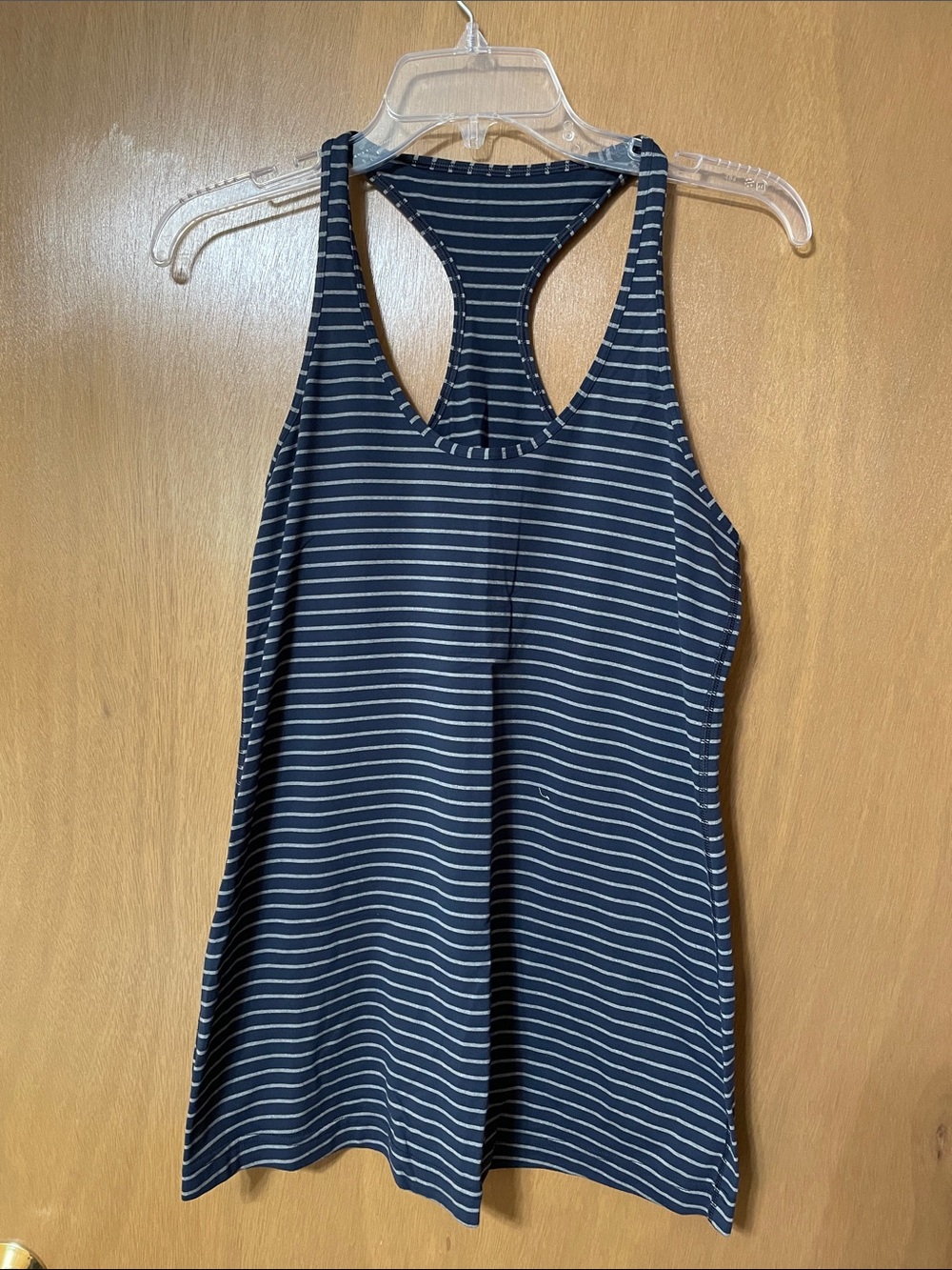 lululemon athletica Navy and White Striped Racerback Tank